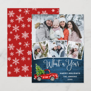 Postale Quelle année Noël Red Farm Truck Carte de vacances