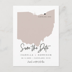 Postale QUINN- Carte Ohio Enregistrer la date (Coeur mobil