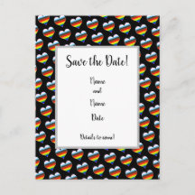 Rainbow Heart Motif Enregistrer la date Carte post