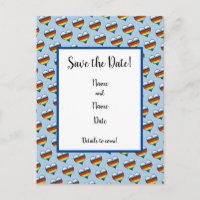 Rainbow Heart Motif Enregistrer la date Carte post