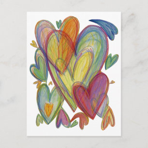 Postale Rainbow Love Hearts Custom Art Carte pour notes