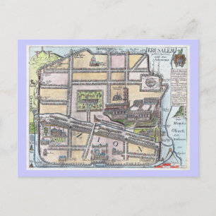 Postale Rare carte ancienne restaurée de Jérusalem