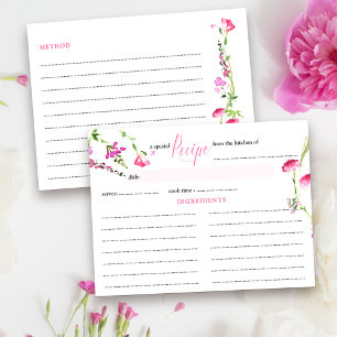 Postale Recette Carte Feminine rose Fleur sauvage Fête des