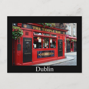 Postale Red Temple Bar pub dans Dublin carte avec texte