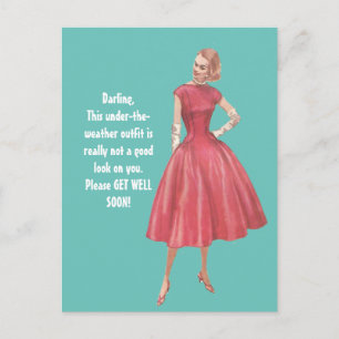 Postale Retro Glamor Femme Sarcastique Obtenir Bien Carte