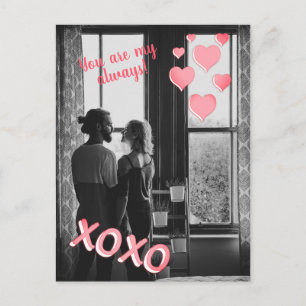 Postale Romantic Pink Hearts XOXO Photo Valentine Carte po
