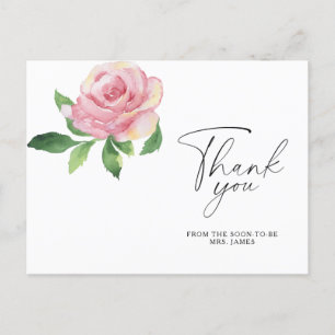 Postale Rose - carte de remerciements de douche nuptiale