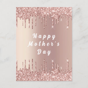 Postale Rose Gold Blush Drips Carte de fête des mères