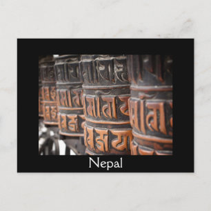 Postale Roues de prière bouddhiste noir texte carte postal