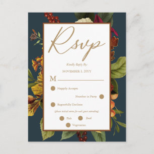 Postale Rouge Rustique   Bouquet Floral Orange Carte de Ré