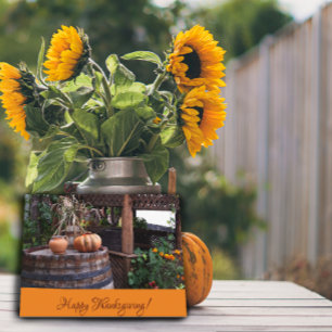 Postale Rustique Thanksgiving photo orange pompink carte p