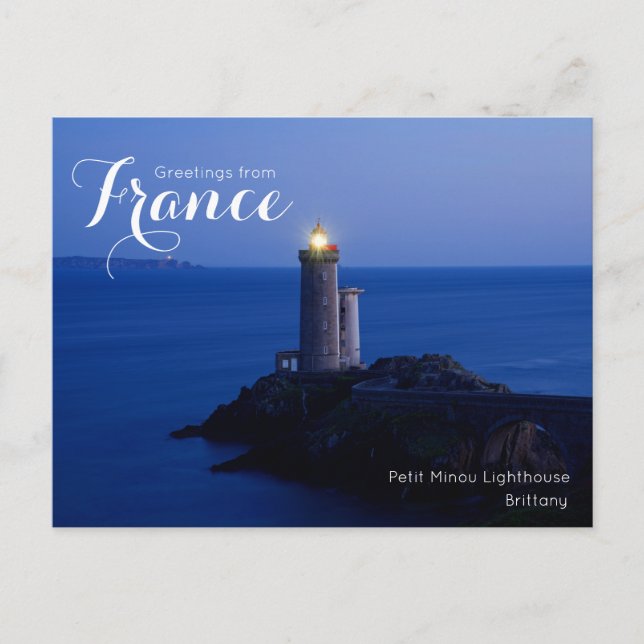 Postale Salutations de la carte phare France Petit Minou (Devant)