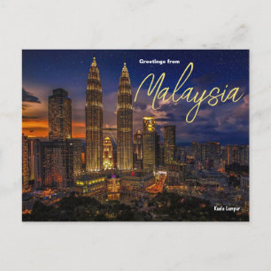 Postale Salutations de la Malaisie Kuala Lumpur Carte Post
