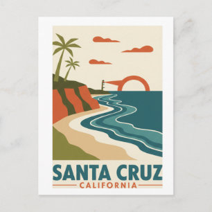 Postale SantaCruz Californie carte de style moderne du mil