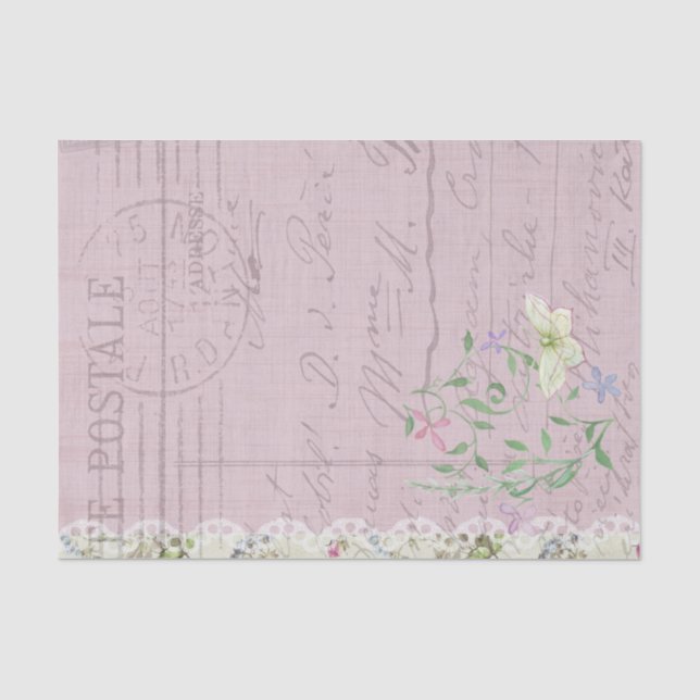 Postale Script Flowers and Butterfly Tissue Paper (Front)