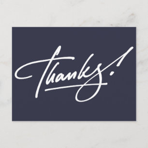 Postale Script moderne Carte de remerciements bleu marine