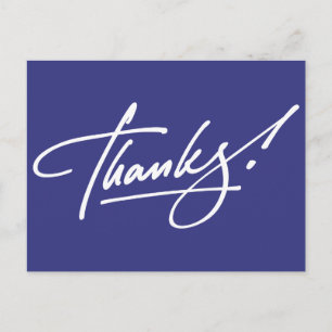 Postale Script moderne Royal Blue Carte de remerciements