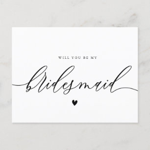 Postale script simple voulez-vous être ma carte de demoise