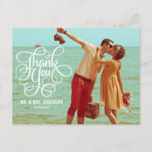 POSTALE SCRIPT WHIMSIQUE   CARTE POSTCARD MERCI MARIAGE
