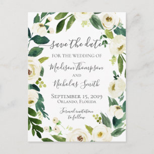 Postale Serre de fleurs blanches Enregistrer la date Carte