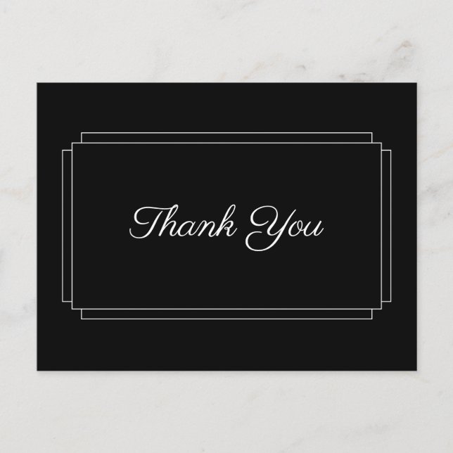 Postale Simple Carte de Remerciement d'Affaires Noir et Bl (Devant)