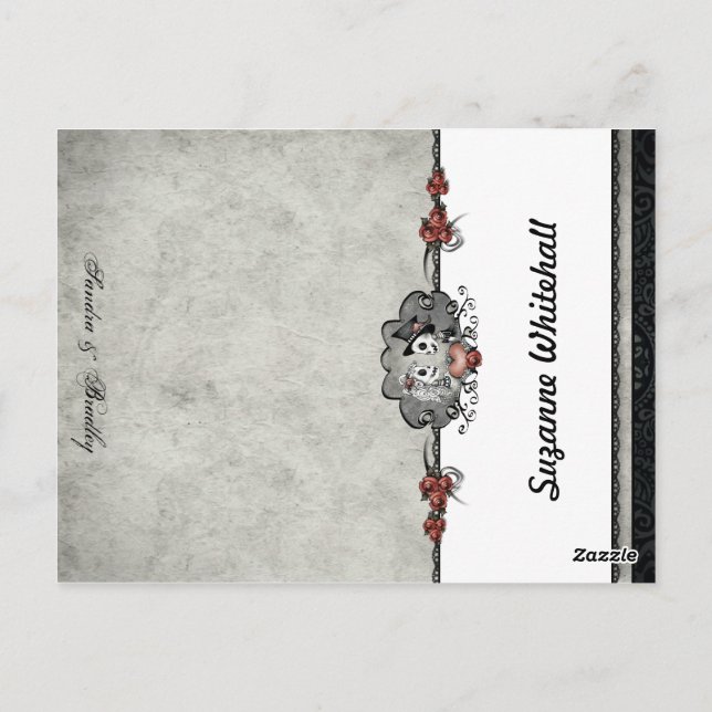 Postale Skeletons mariages Grey AJOUTER NOM Pliage Carte d (Dos)