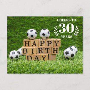 Postale Soccer 30e carte d'anniversaire avec des boules su