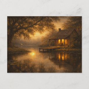 Postale Soirée paisible   Art de cabane au lac   Carte pos