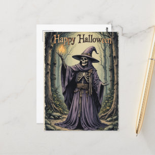 Postale Sorcière Violette Enchantée Halloween Carte de Vœu