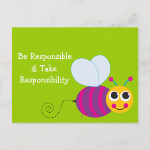 Postale Soyez responsable Carte Bee