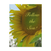 Suivez le Fils ! Message chrétien sur une carte po