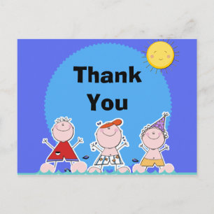 Postale Summer Kids Pool Party Anniversaire Merci Carte po