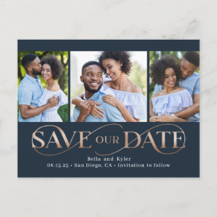 Postale Superbe Swirl 3 Photos Enregistrer La Date Carte P
