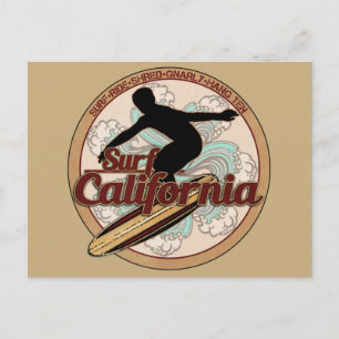 Postale Surf California vintage surboard logo carte postal