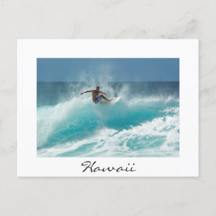 Postale Surfer sur une grande vague blanche Hawaii carte p