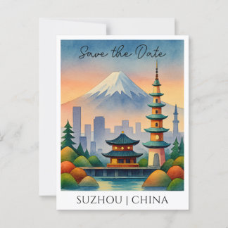 Postale Suzhou Chine Aquarelle Enregistrer la date Carte p