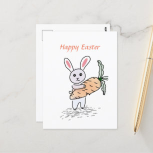 Postale Sweet Petit Lapin Joyeux Carte Mignonne de Pâques