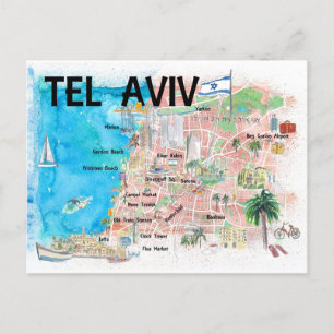 Postale Tel Aviv Israel Carte illustrée avec des routes