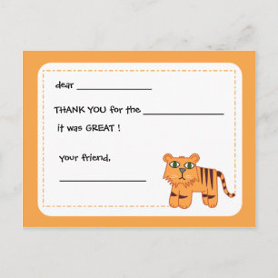 Postale Tigre - carte de remerciements pour enfants