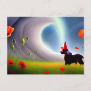 Postale Toto regarde la vague dans un champ de pavot carte