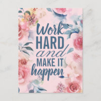 Travail motivationnel Réussite acharnée Carte post