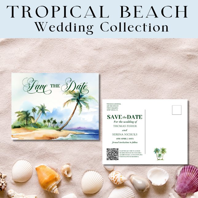 Postale Tropical Beach Wedding Enregistrer La Date Carte P (Créateur téléchargé)