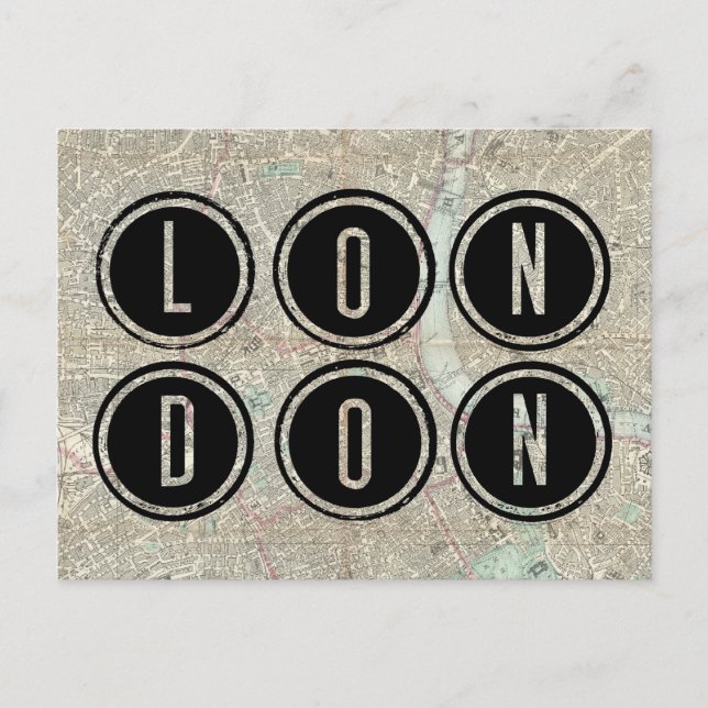 Postale Typographie de la carte de Londres (Devant)