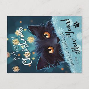 Postale Un chat noir moelleux de Noël pour la chance Carte