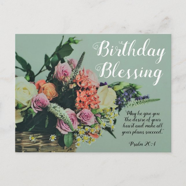 Postale Une carte de vœu d'anniversaire Psaume 20:4 (Devant)