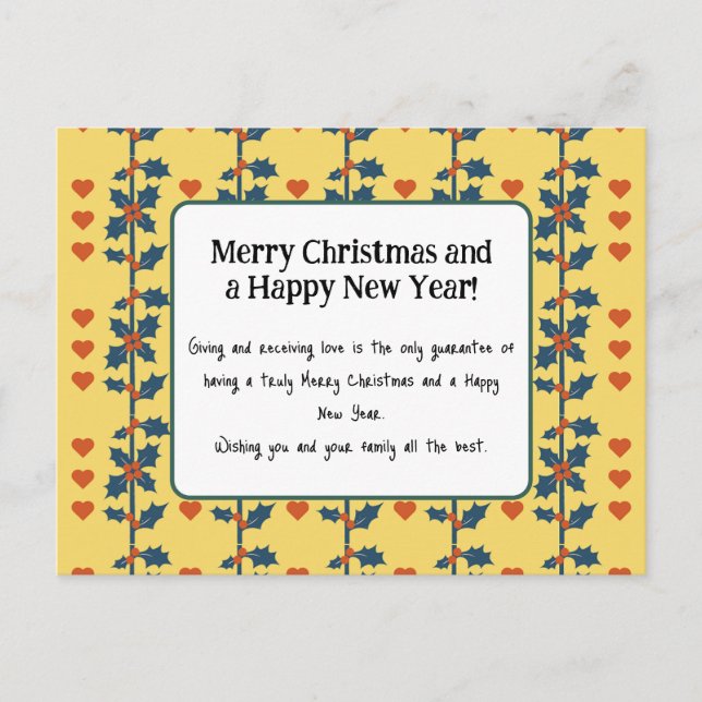 Postale une carte Joyeuse nouvelle année jaune v6/6 (Devant)