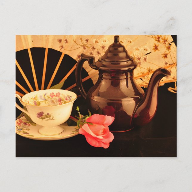 Postale Une Carte Post Time Tea démodée (Devant)