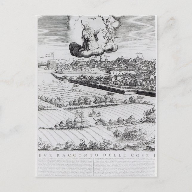 Postale Une section d'une carte de Milan, 1640 (Devant)