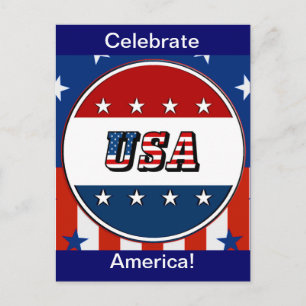 Postale USA - American Flag & Stars in Circle #2 Carte pos
