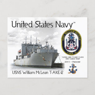 Postale USNS WILLIAM MCLEAN T-AKE-12 CARGO SHIP - Carte po